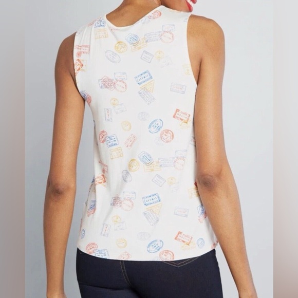 Modcloth Familiar Feeling White Sleeveless Tank- Size Small - Picture 2 of 7